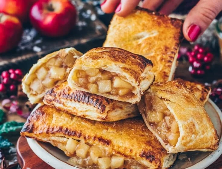 Köstliche Apfeltaschen mit frischer Apfelfüllung auf einem Teller