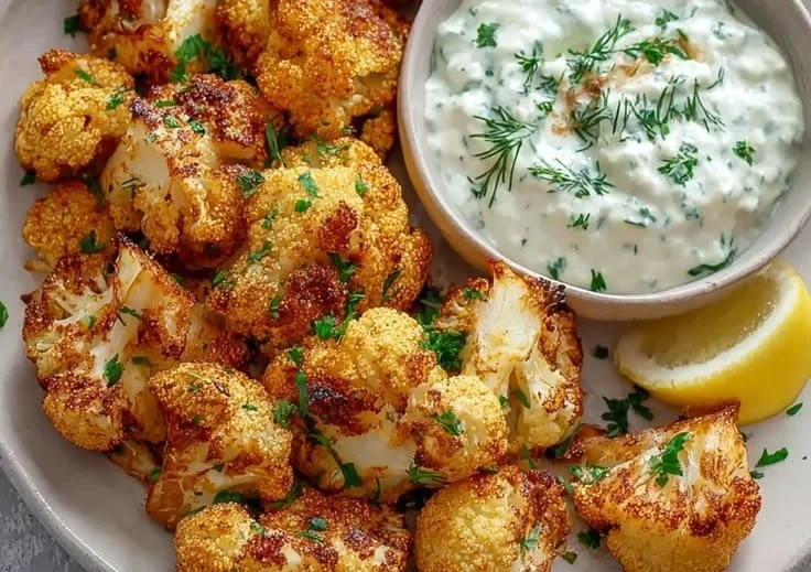 Blumenkohl im Airfryer mit Kräuterquark