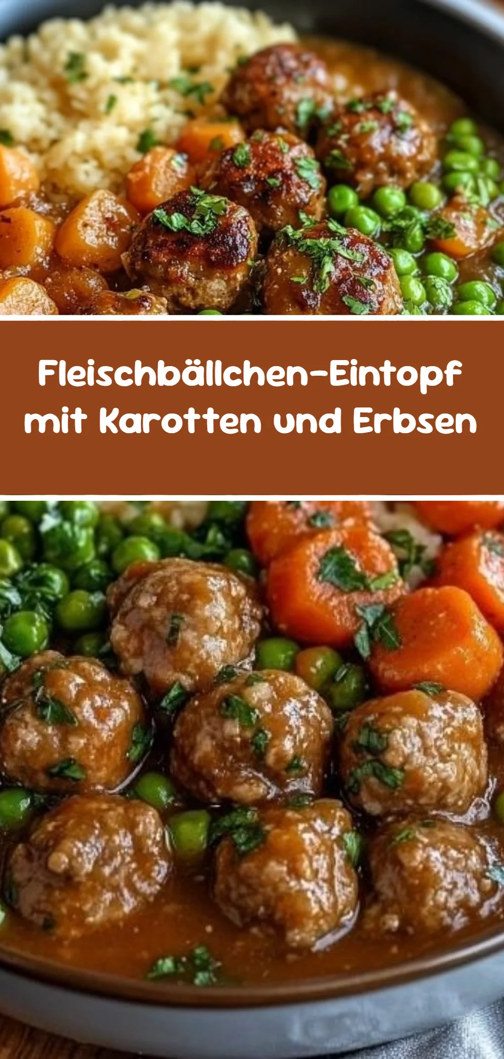 Fleischbällchen-Eintopf mit Karotten und Erbsen