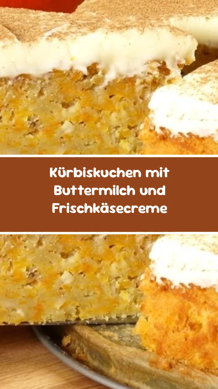Kürbiskuchen mit Buttermilch und Frischkäsecreme