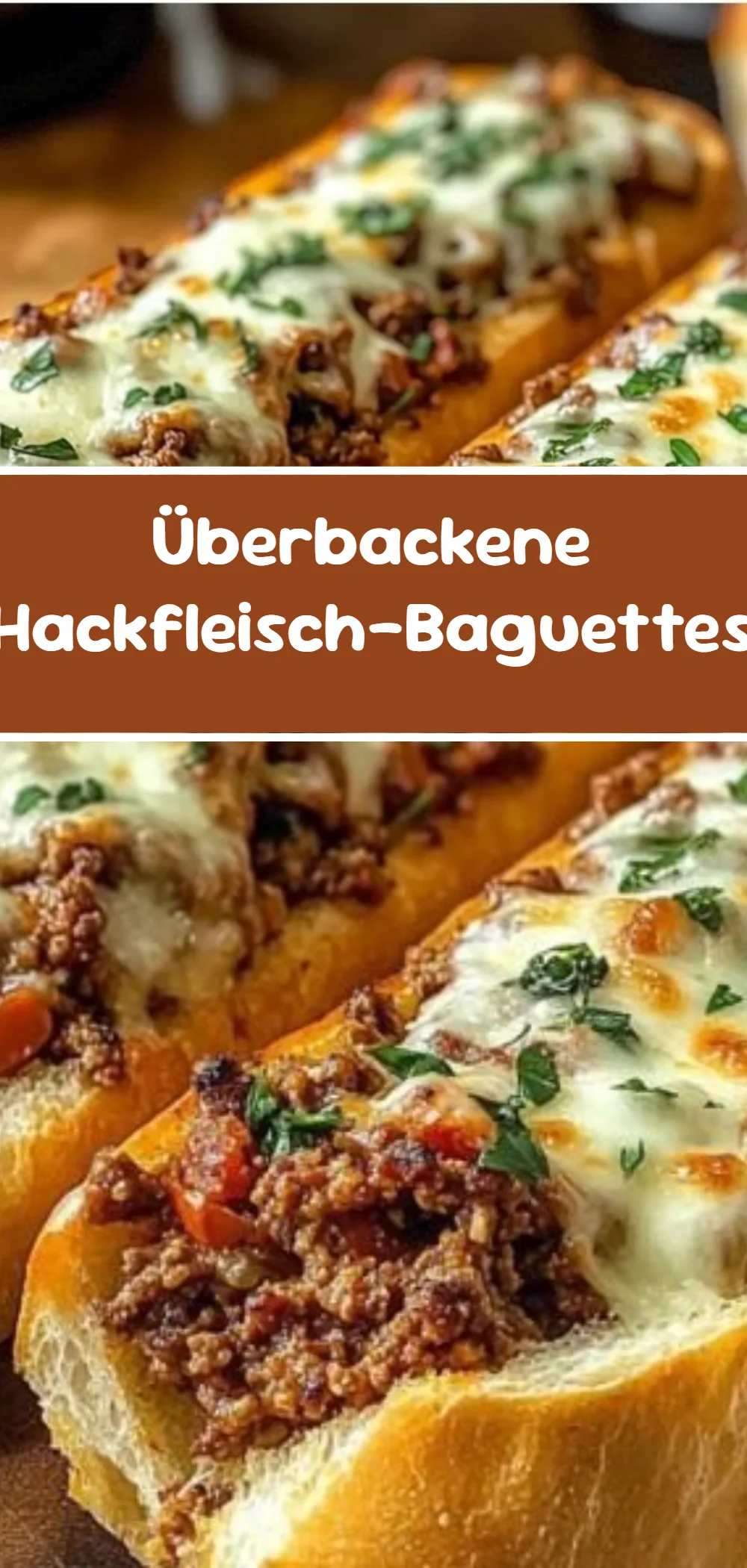 Überbackene Hackfleisch-Baguettes