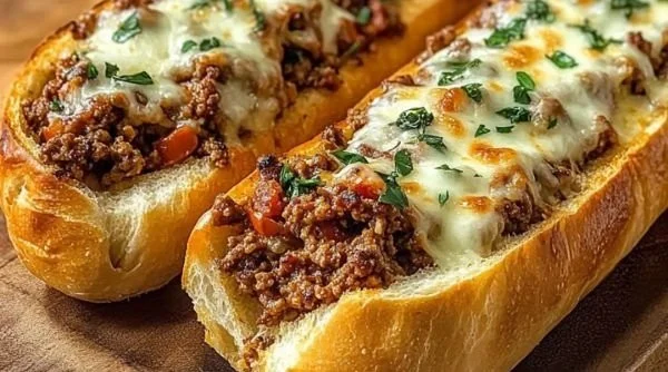 Überbackene Hackfleisch-Baguettes für Herzhaft-Liebhaber